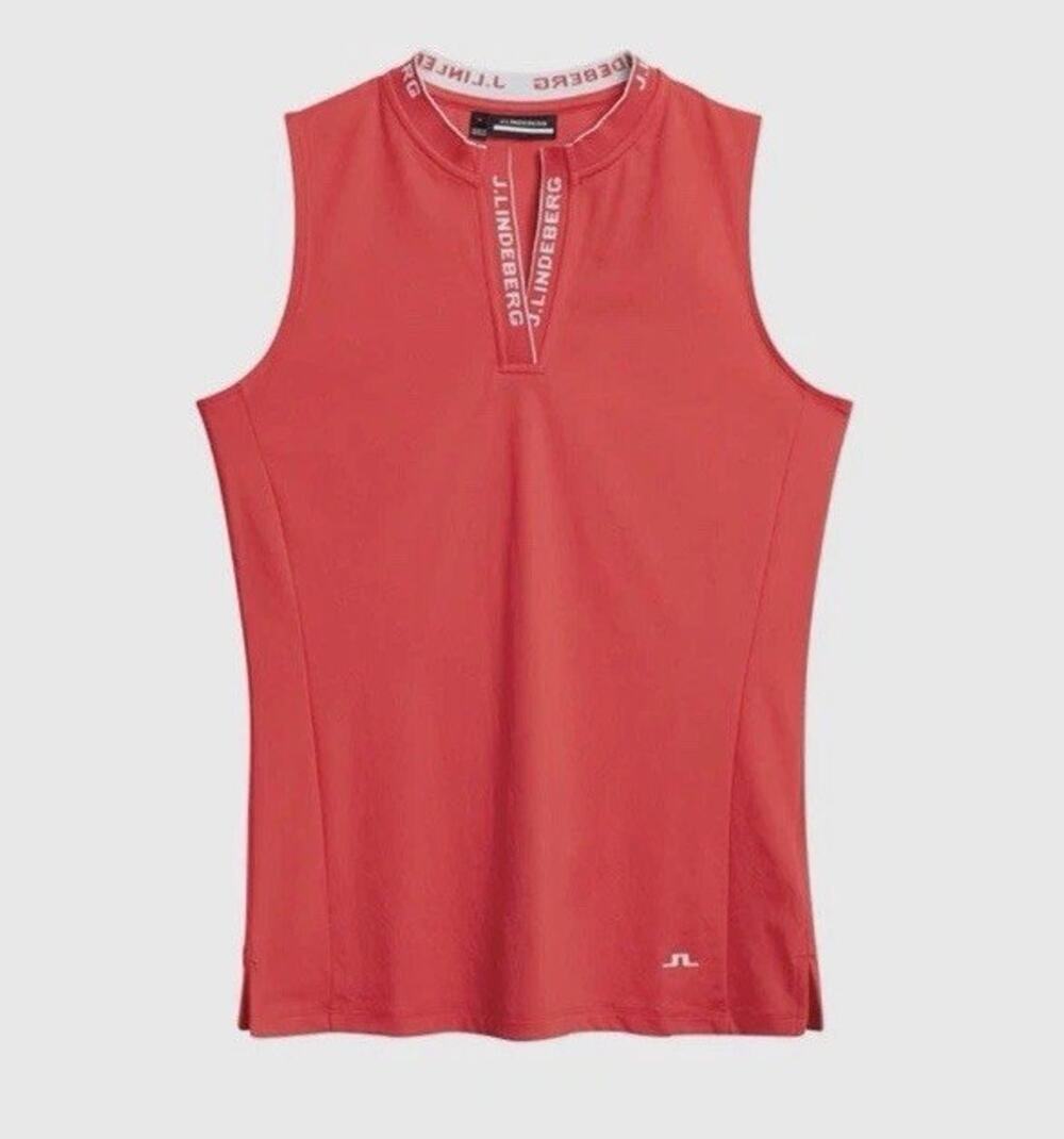 J. Lindeberg Leya Sleeveless Golf v neck shirt Ladies Large Pink Peacock